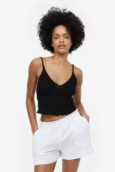 Шорты из жатого хлопка H&M, белый