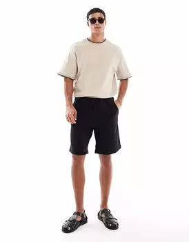 Шорты Jack & Jones из льняной смеси черного цвета