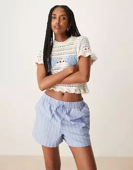 Шорты JDY с завязками на талии в синюю полоску