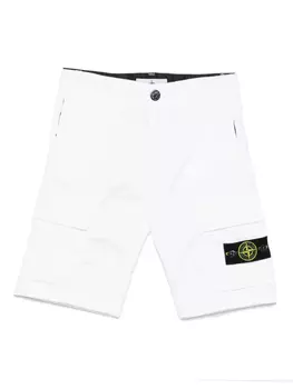 Шорты-карго из эластичного хлопка Stone Island Junior, белый