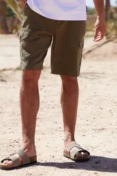 Шорты карго из льняной смеси Threadbare, хаки