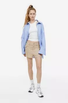 Шорты карго из смесового льна H&M, бежевый