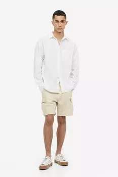 Шорты карго из смесовой льняной ткани стандартного кроя H&M, бежевый