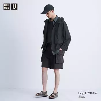 Шорты-карго на шнурке UNIQLO, черный