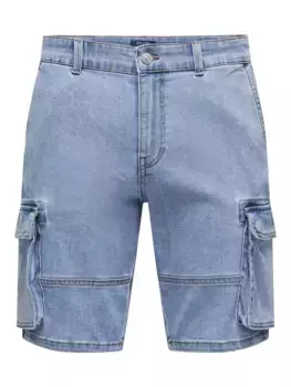 Шорты-карго ONLY & SONS "ONSCAM STAGE CARGO LBD0498 DNM SHORTS CS", голубой