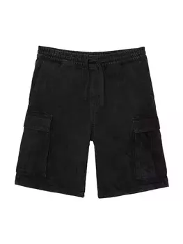 Шорты-карго Pull&Bear Wide leg Cargo Jeans, черный деним