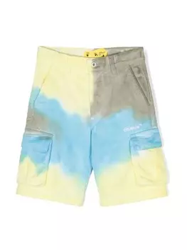 Шорты карго с принтом тай-дай Off-White Kids, желтый