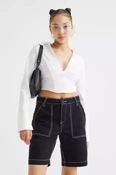 Шорты карго с заниженной талией H&amp;M, черный