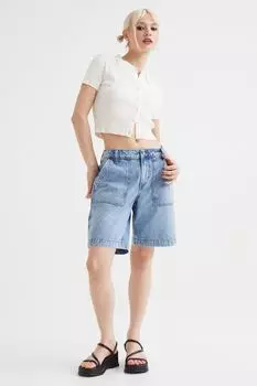 Шорты карго с заниженной талией H&amp;M, светло-голубой деним