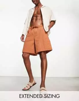 Шорты карго средней длины в фактурную полоску в тон ASOS DESIGN