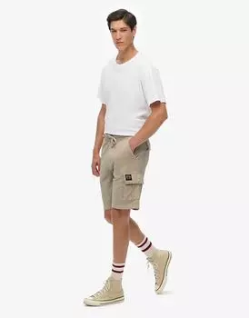 Шорты-карго Superdry с контрастной строчкой, серебристо-бежевого цвета