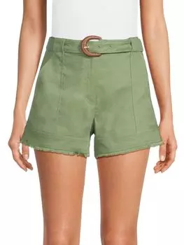 Шорты Kermit из смесового льна с поясом Jonathan Simkhai, цвет Verde