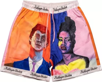 Шорты KidSuper Boy And Girl Painted Portrait Shorts 'Multicolor', разноцветный