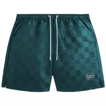 Шорты Kith Checkered Satin Collins Short, зеленый