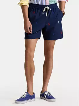 Шорты классического кроя из ткани 710957786001 Polo Ralph Lauren, синий