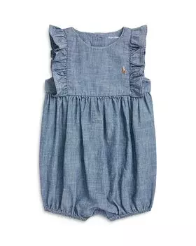 Шорты-комбинезон цвета индиго из шамбре для девочек - для малышей Ralph Lauren, синий