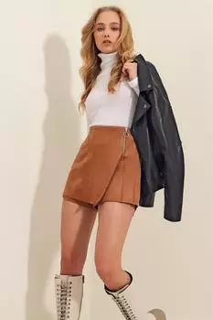 Шорты - Коричневые - Нормальная талия Trend Alaat Stili, коричневый