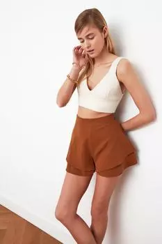 Шорты - Коричневые - Высокая талия Trendyol, коричневый