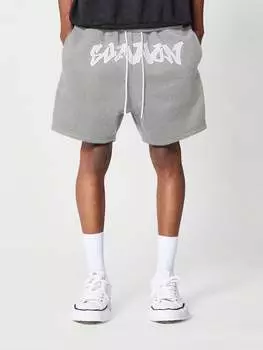 Шорты короткие Sumwon с заниженным швом и принтом спереди, светло-серый
