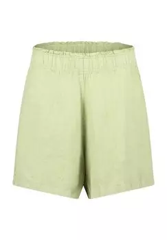 Шорты льняные, эластичный пояс, боковые карманы, женские CARTOON, цвет Fern
