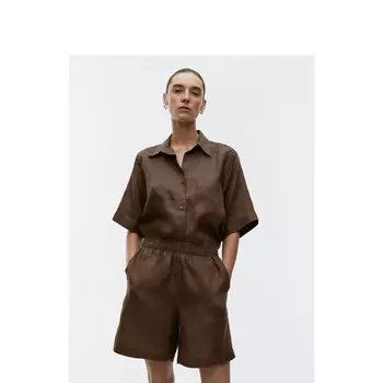 Шорты льняные женские Arket с эластичной резинкой на талии, коричневый