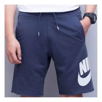 Шорты large logo printing breathable drawstring sports shorts blue Nike, синий