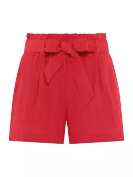 Шорты LASCANA (с поясом) в стиле мешочка из смесового льна, красный