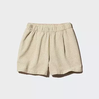 Шорты легкие Uniqlo в клетку, бежевый