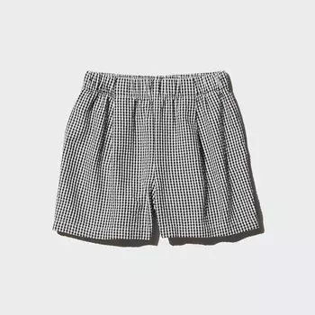Шорты легкие Uniqlo в клетку, черный
