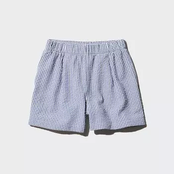 Шорты легкие Uniqlo в клетку, синий