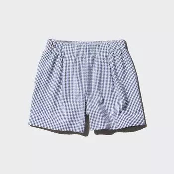 Шорты легкие Uniqlo в клетку, синий