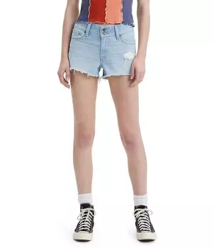 Шорты Levi's Super-Low с низкой посадкой и потертым краем, синий