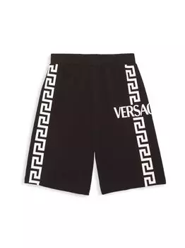 Шорты Little Kid's & Kid's Logo Greca Versace, черный