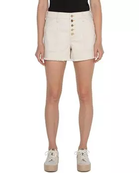 Шорты Liverpool Los Angeles Utility Hi-Rise A-Line Fray Hem Exposed Button Fly Ecru Stretch Denim Short 3 1/2", цвет Seaside Dunes