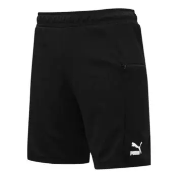 Шорты logo essential shorts 'black' Puma, черный
