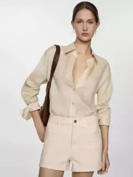 Шорты Mango Clea High Waisted Denim, цвет natural/white