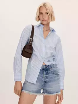 Шорты Mango Elena Denim Frayed Hem, цвет light blue