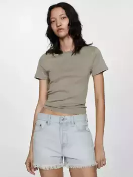 Шорты Mango Elena Frayed Hem Denim, цвет sky blue