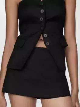 Шорты Mango Gara Linen Blend, черный