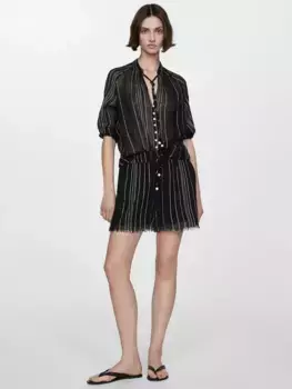 Шорты Mango Malta Stripe, цвет black/multi