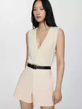 Шорты Mango Malu High Waisted, кремовый