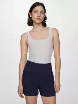 Шорты Mango Malu High Waisted, темно-синий