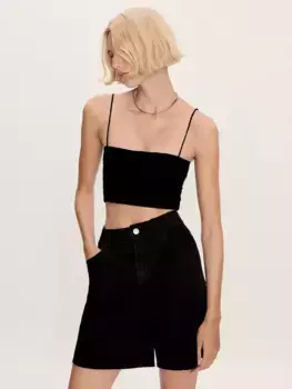 Шорты Mango Marina Denim, черный