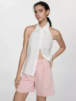 Шорты Mango Marina Stripe Denim, розовый