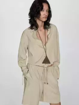 Шорты Mango Pompy Bermuda Linen Blend, цвет pale green