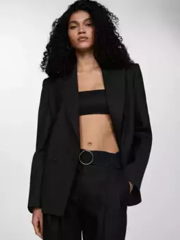 Шорты Mango Samari Linen Belted, черный