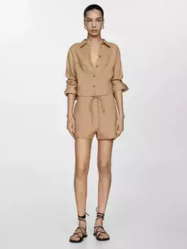 Шорты Mango Widy Linen, бежевый