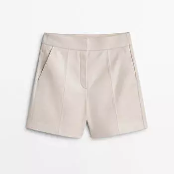 Шорты Massimo Dutti Nappa Leather Bermuda With Darts, белый