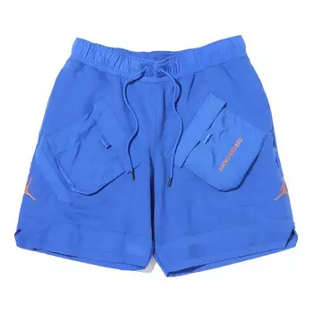 Шорты men's multiple pockets solid color straight sports shorts blue Air Jordan, мультиколор