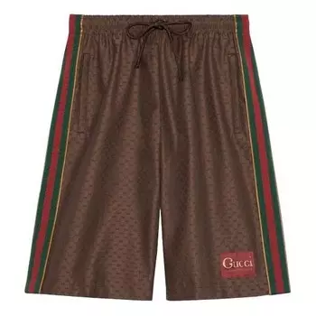Шорты men's ss21 printing shorts brown Gucci, коричневый